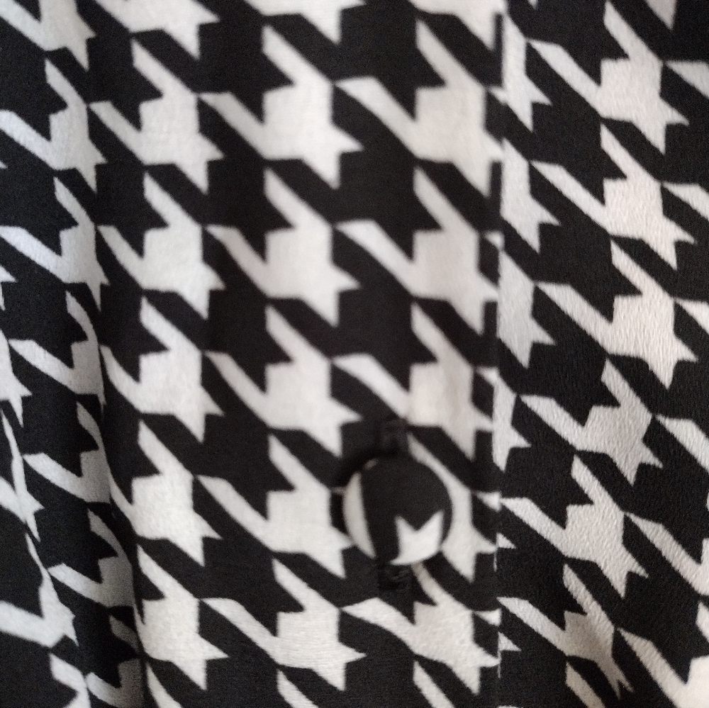 Nanette Lepore NWT black white houndstooth print tiered dress size 12 - Picture 8 of 13